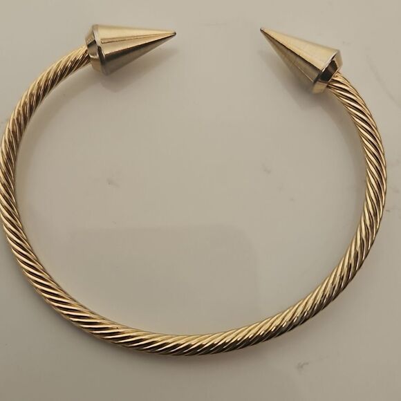 Gold Twisted Open Cuff Bracelet - Picture 8 of 16